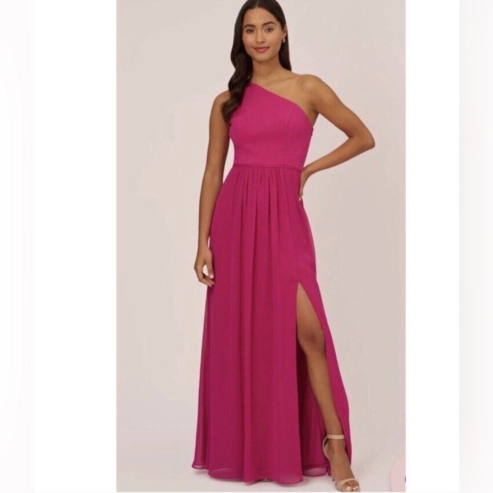 Adrianna Papell One-Shoulder Chiffon Gown